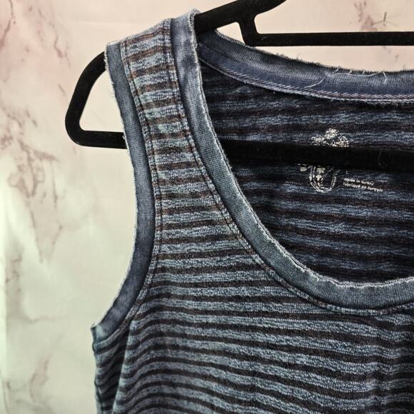 Anthropologie Top Womens Large Blue Tank Striped Pilcro Tie Dye Scoop Neck Boxy - Picture 2 of 10